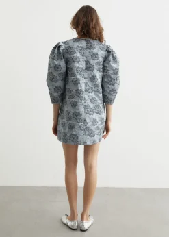 Botanical Jacquard A-Shaped Mini Dress