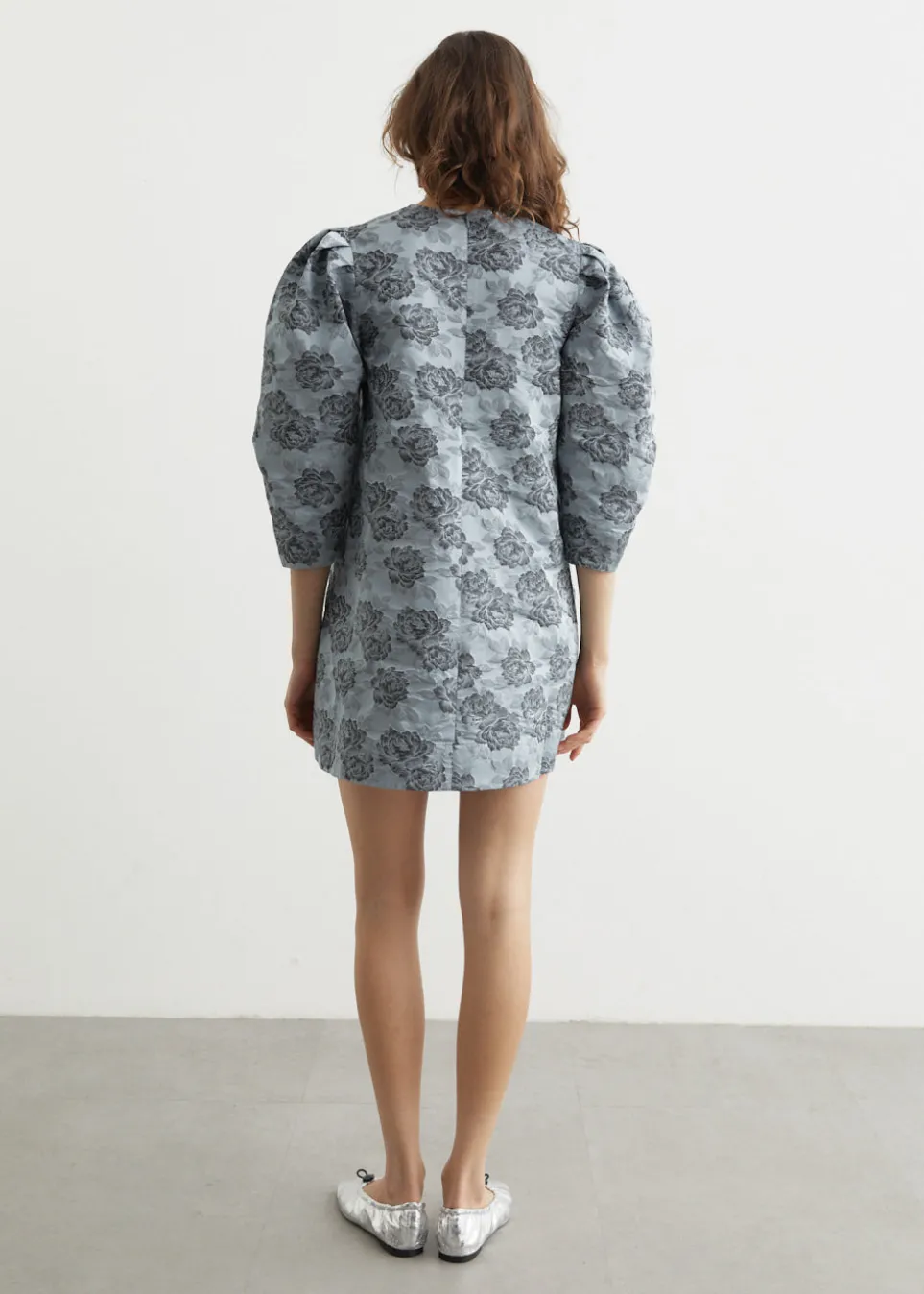 Botanical Jacquard A-Shaped Mini Dress