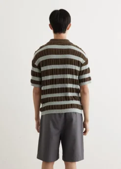Bubble Stripe Polo Sweater