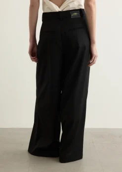 Calendered Wool Mid Waist Pants