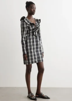 Check Cotton Mini Dress