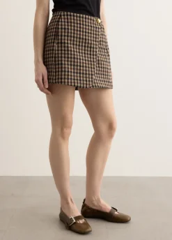 Check Wool Mix Skirt
