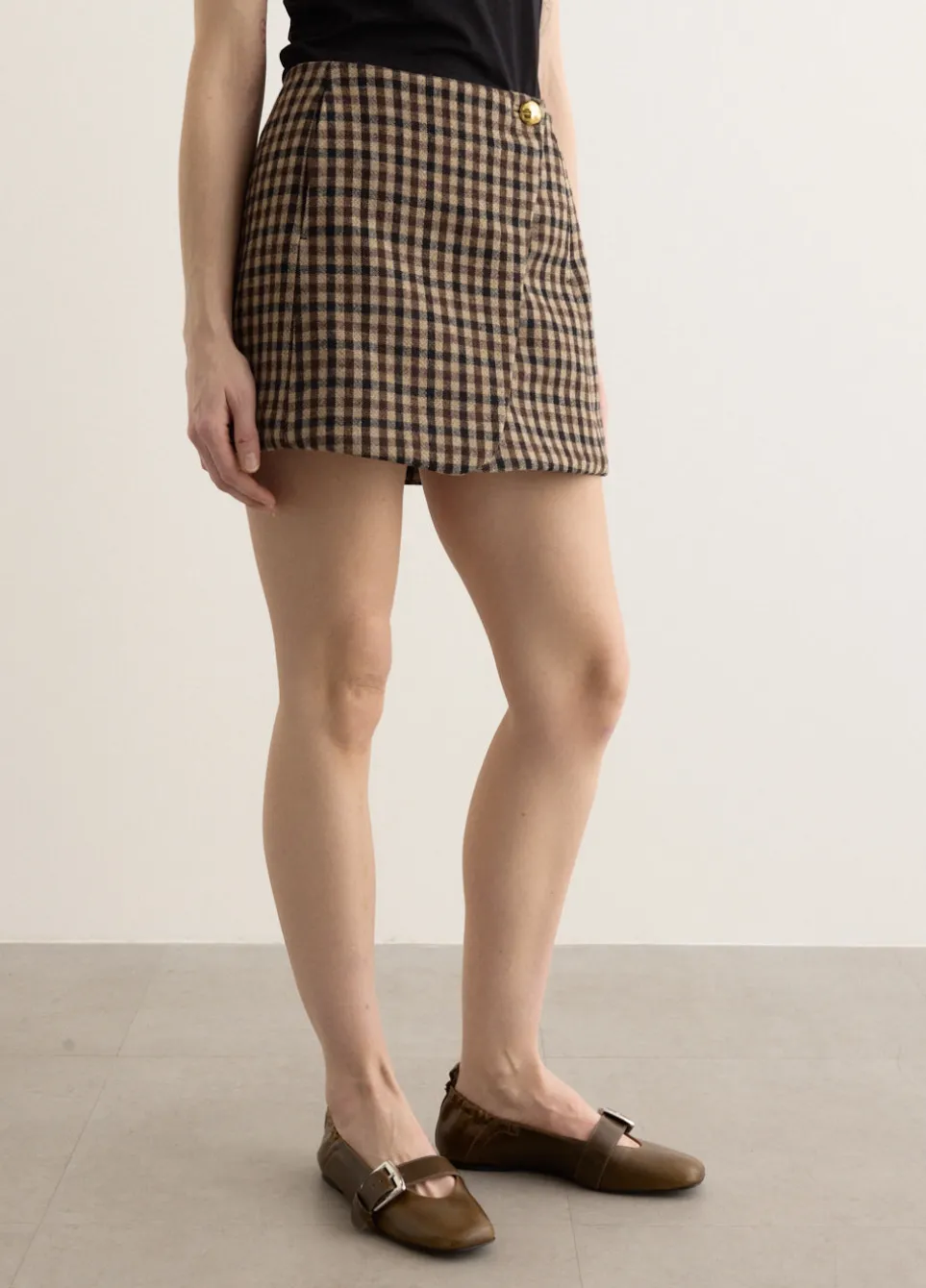 Check Wool Mix Skirt