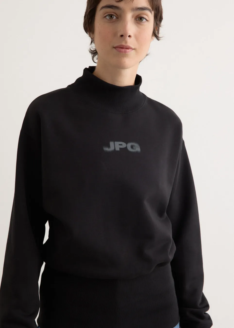 Cotton Cropped Crew Neck Sweater