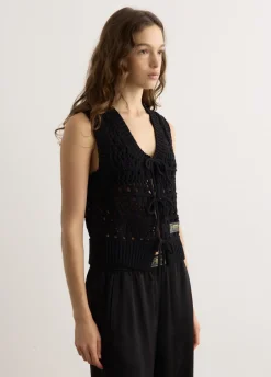 Cotton Mix Tie String Vest