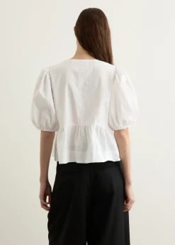 Cotton Poplin Peplum Blouse