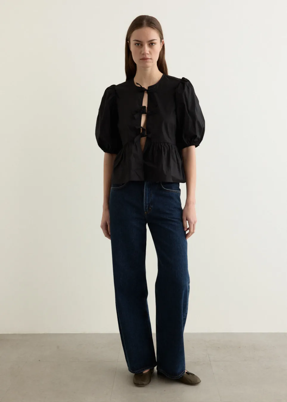 Cotton Poplin Peplum Blouse