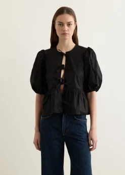 Cotton Poplin Peplum Blouse