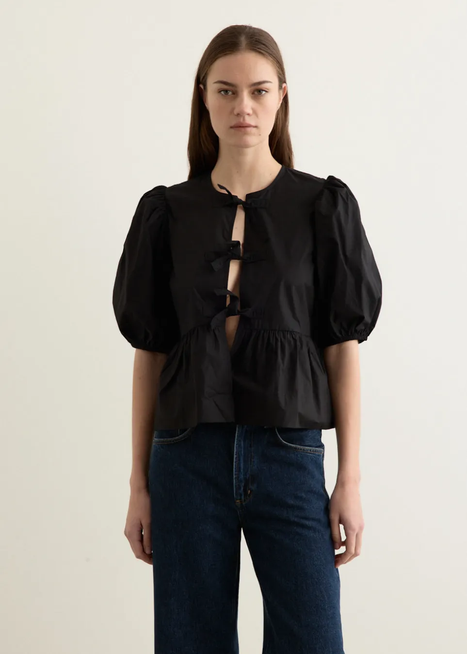 Cotton Poplin Peplum Blouse