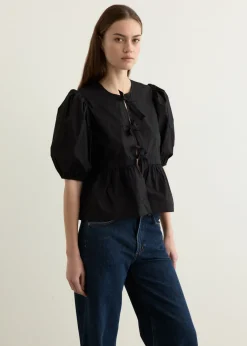 Cotton Poplin Peplum Blouse