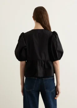 Cotton Poplin Peplum Blouse
