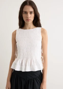 Cotton Poplin Smock Tie String Top