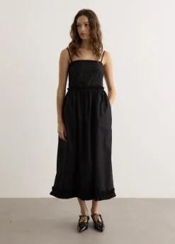 Cotton Poplin Strap Long Dress