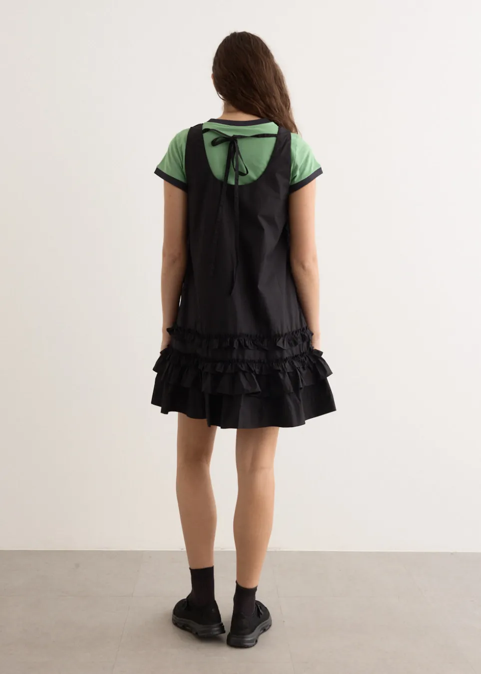 Cotton Poplin U-Neck Mini Dress