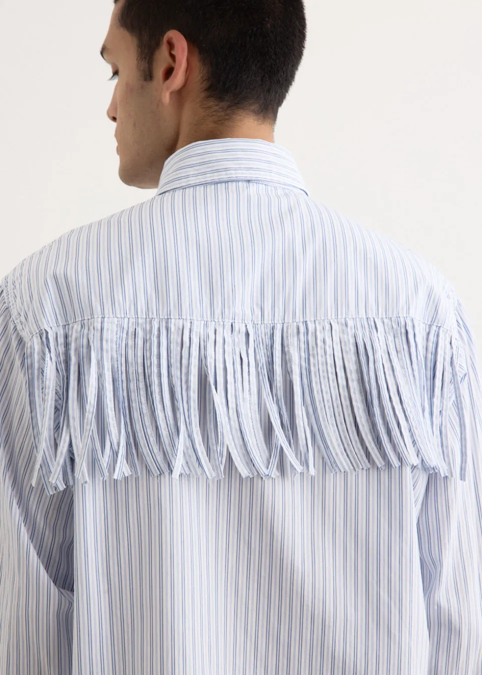 Cotton Stripe Fringe Husky Western Shirt