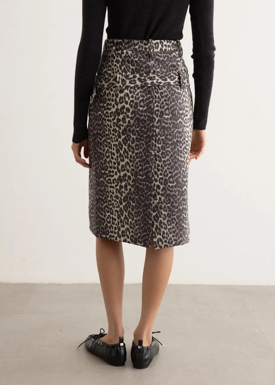 Cotton Tweed Midi Skirt