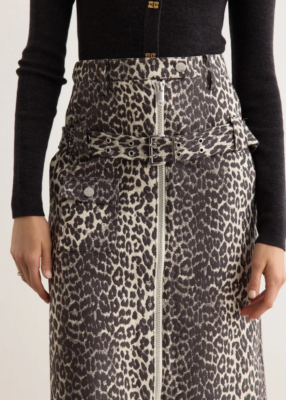 Cotton Tweed Midi Skirt