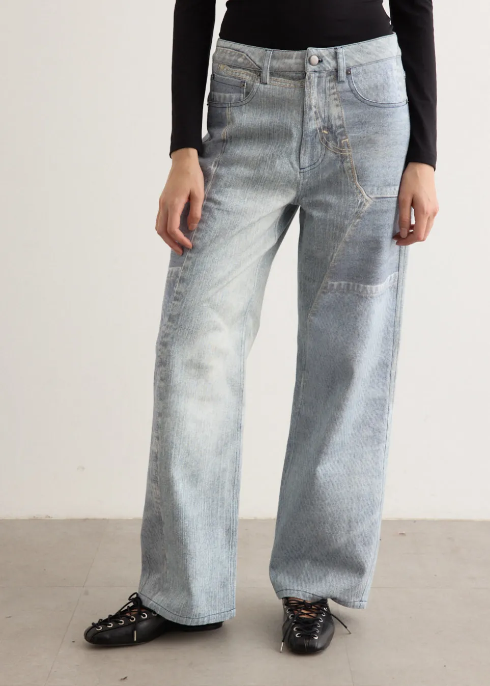 Crash Baggy Printed Jeans