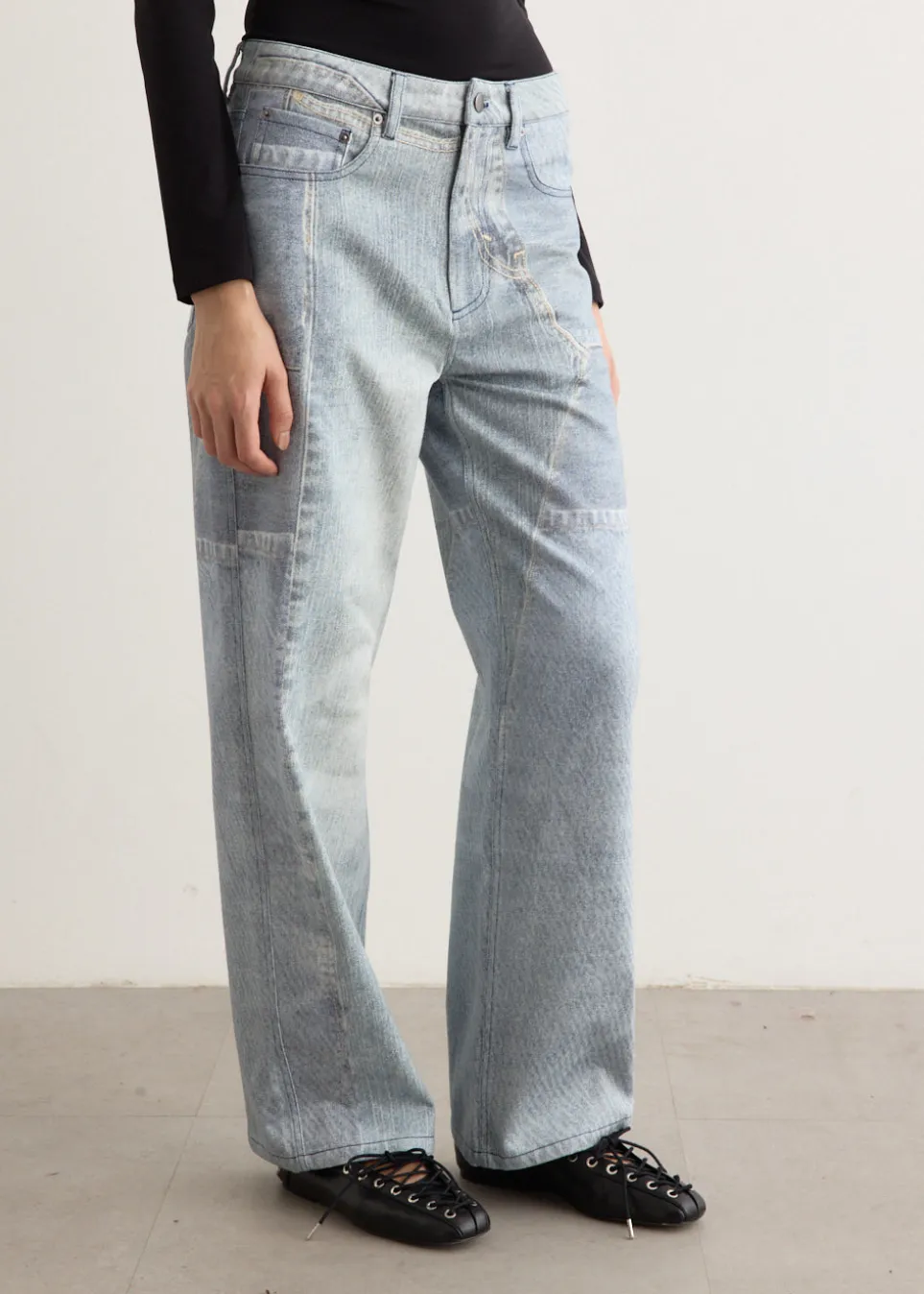 Crash Baggy Printed Jeans