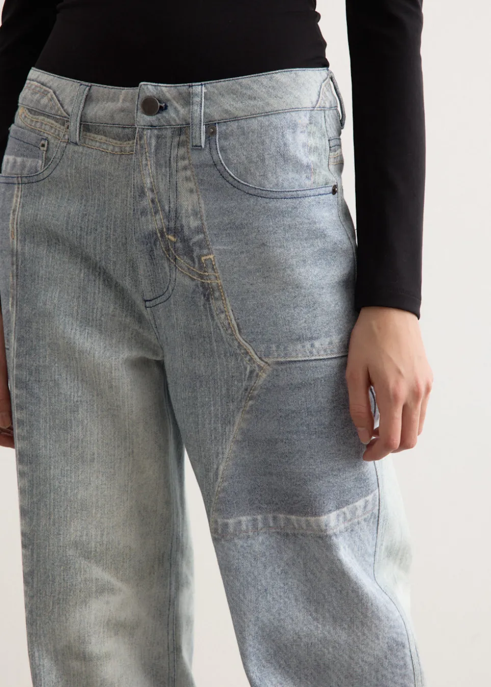 Crash Baggy Printed Jeans