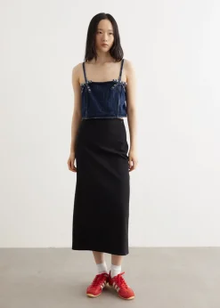 Crinkled Future Denim Strap Top