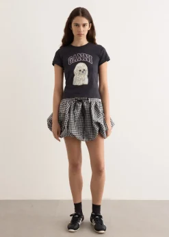 Crinkled Taffeta Check Mini Bubble Skirt