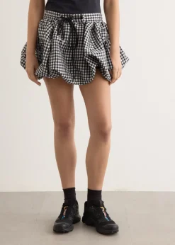 Crinkled Taffeta Check Mini Bubble Skirt