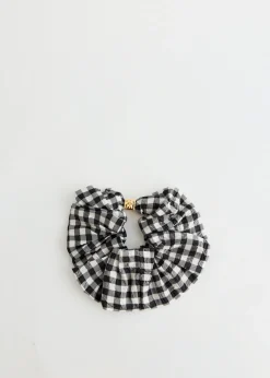 Crinkled Taffeta Check Scrunchie