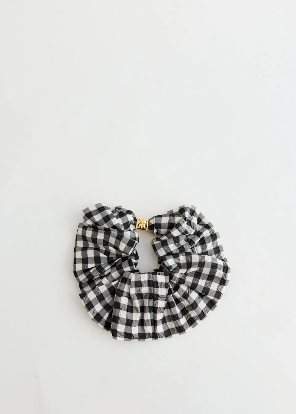 Crinkled Taffeta Check Scrunchie