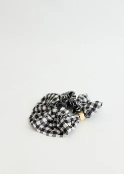 Crinkled Taffeta Check Scrunchie