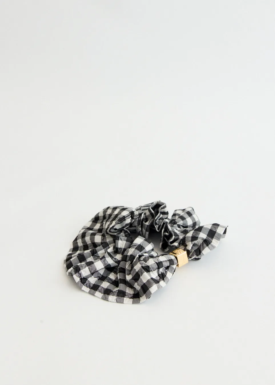 Crinkled Taffeta Check Scrunchie