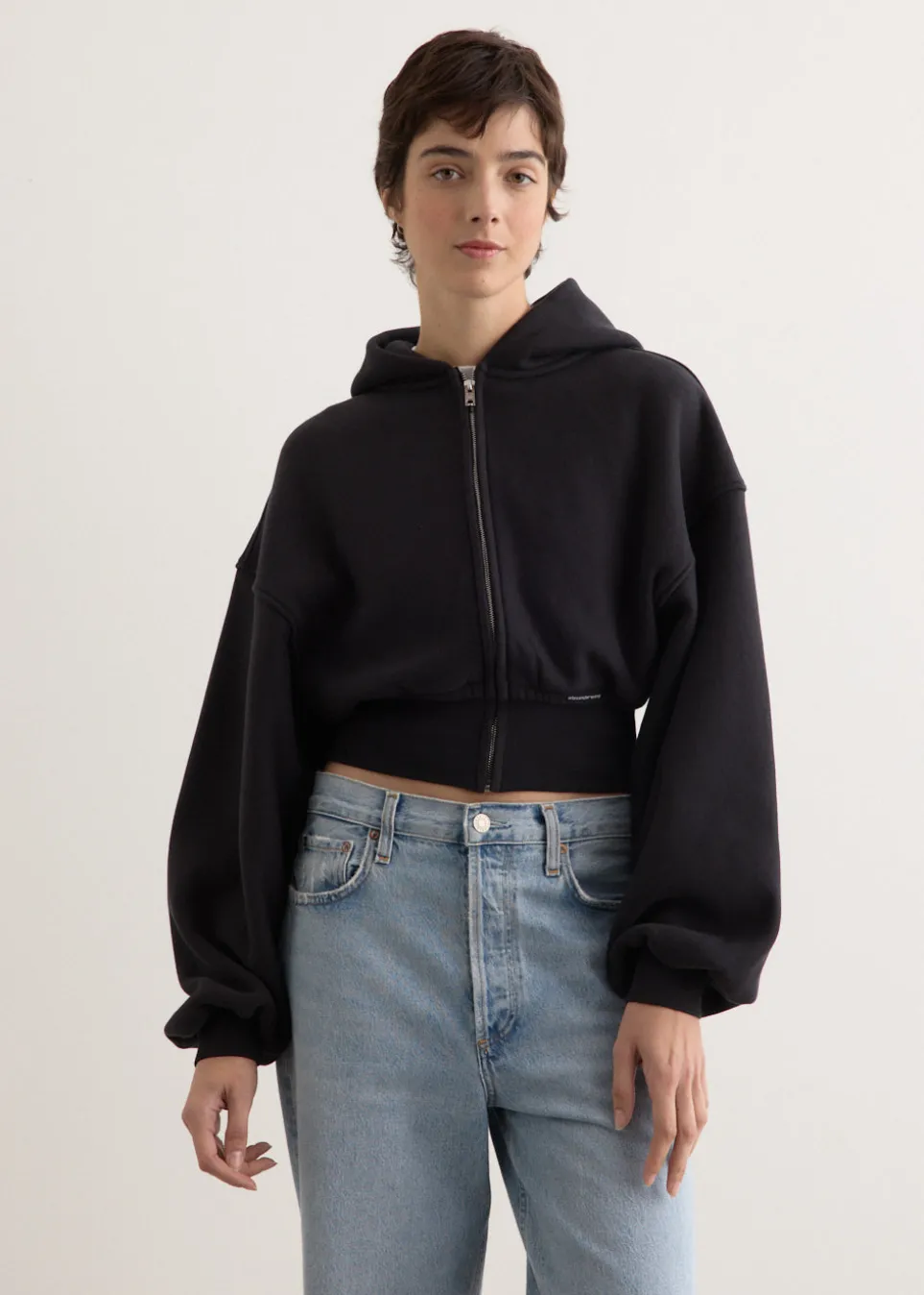 Cropped Zip Up Hoodie