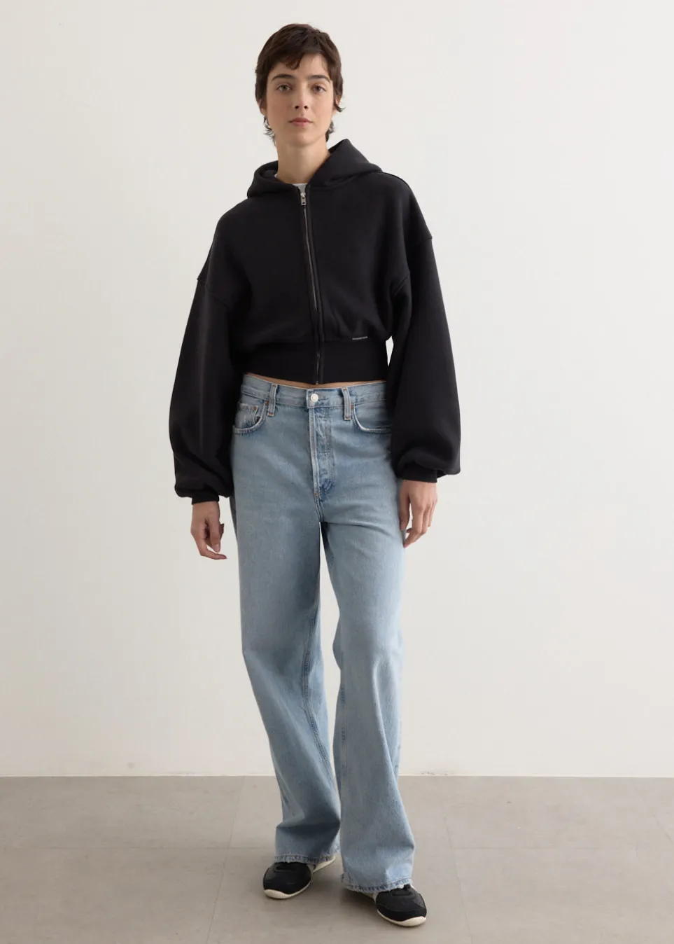 Cropped Zip Up Hoodie