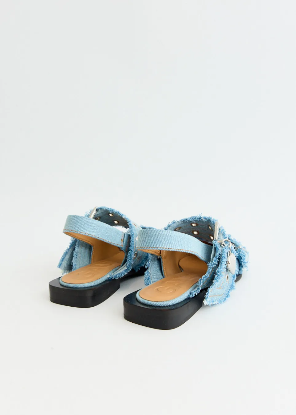 Denim Charms Feminine Buckle Ballerinas
