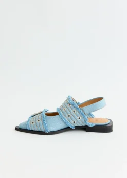 Denim Charms Feminine Buckle Ballerinas