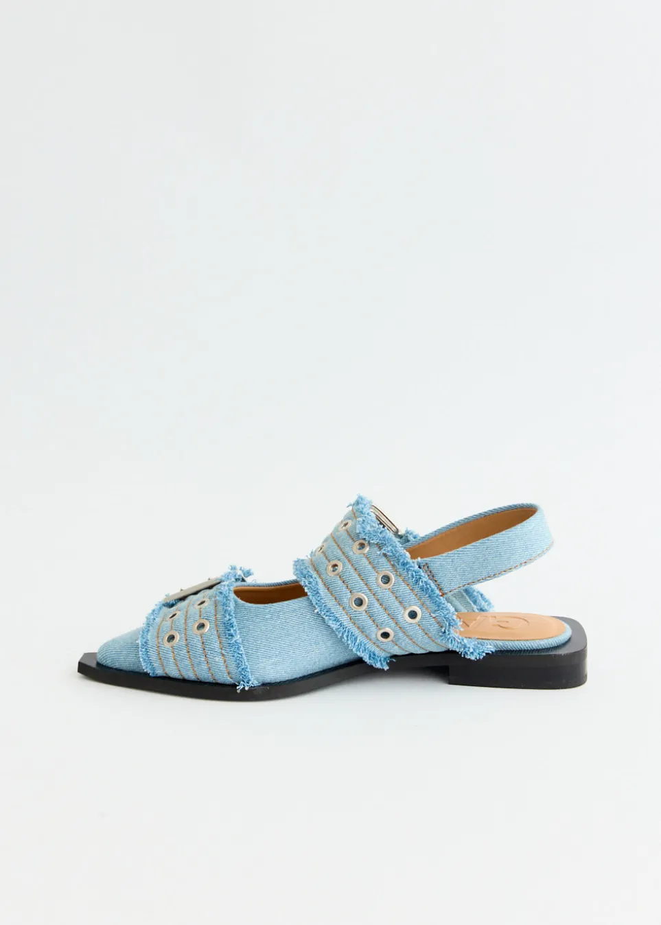 Denim Charms Feminine Buckle Ballerinas