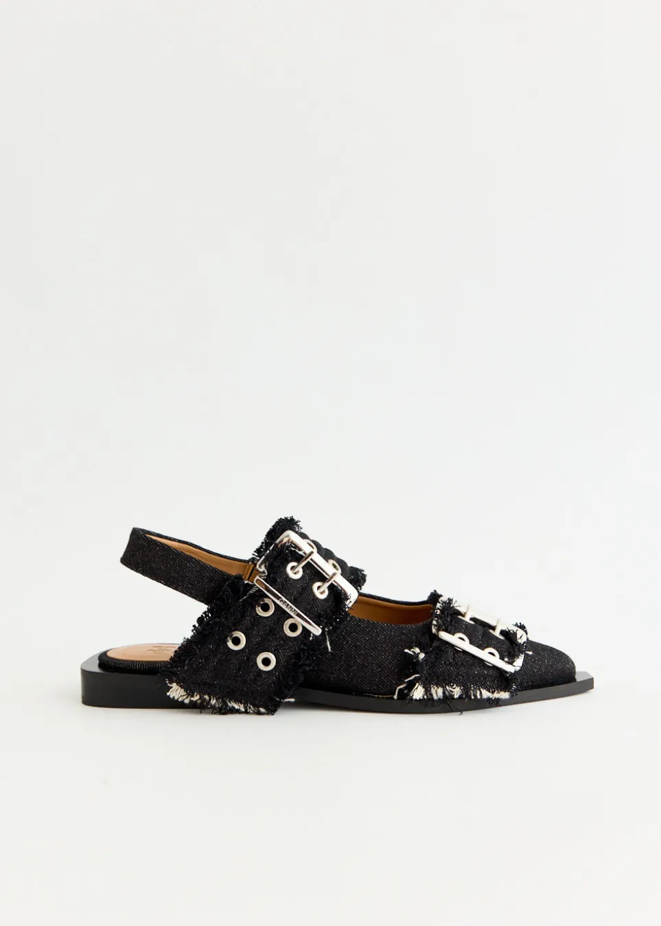 Denim Feminine Buckle Ballerinas