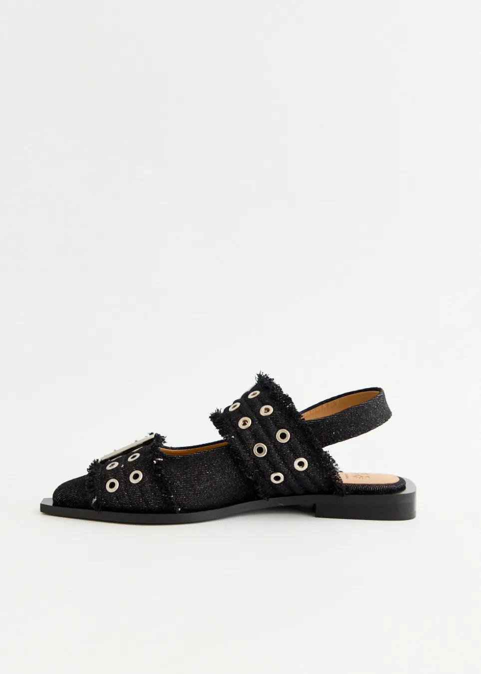 Denim Feminine Buckle Ballerinas