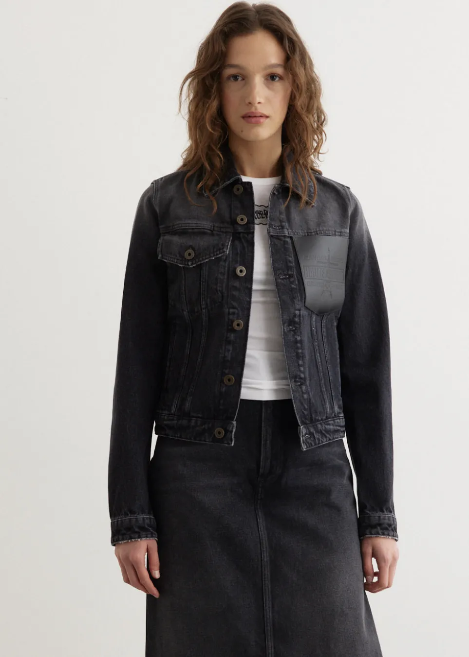 Denim Jacket With Leather Pocket