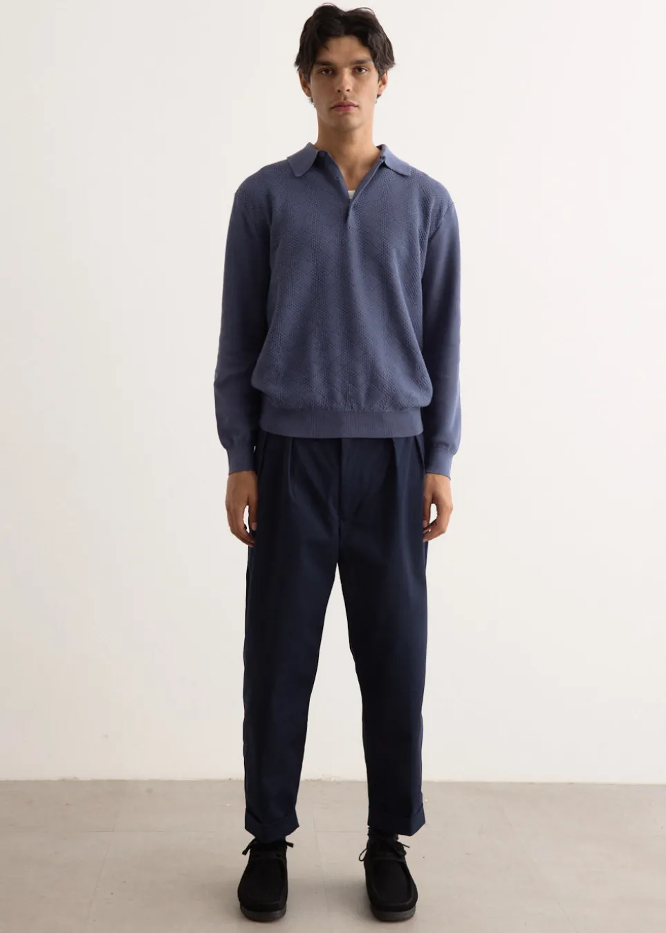 Diamond Pattern Knit Polo