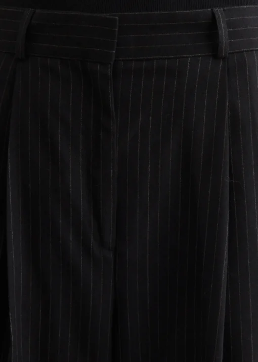 Double-Pleated Tailored Pinstripe Trousers