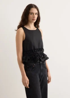 Duchesse Nylon Open Back Frill Top