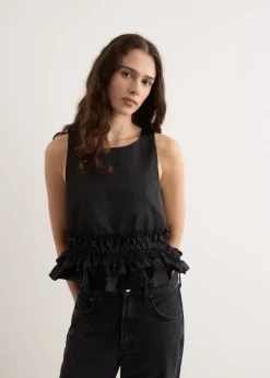 Duchesse Nylon Open Back Frill Top