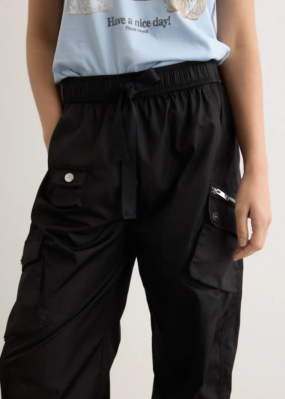 Duchesse Nylon Oversized Elasticated Pants