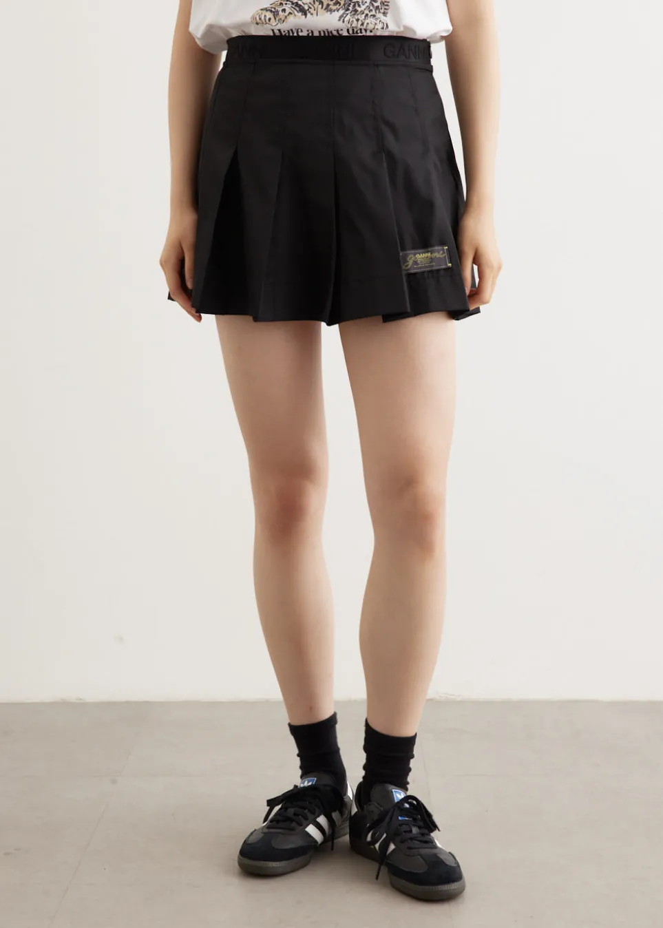 Duchesse Nylon Pleated Mini Skirt