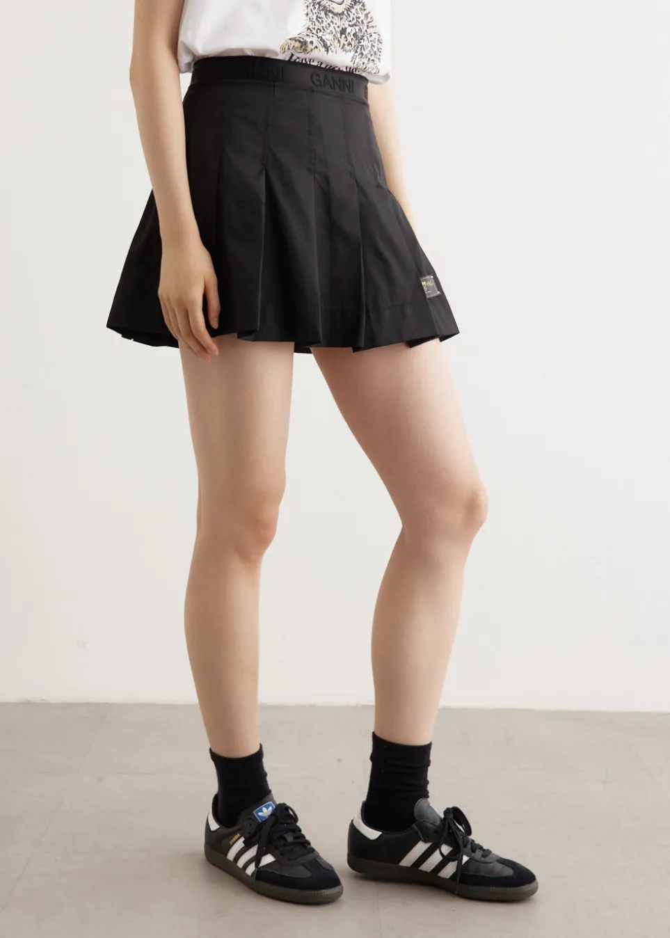 Duchesse Nylon Pleated Mini Skirt