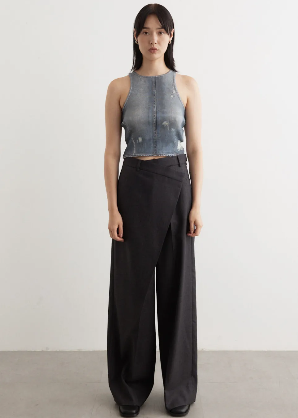 Elaia Denim Trompe L'Oeil Top