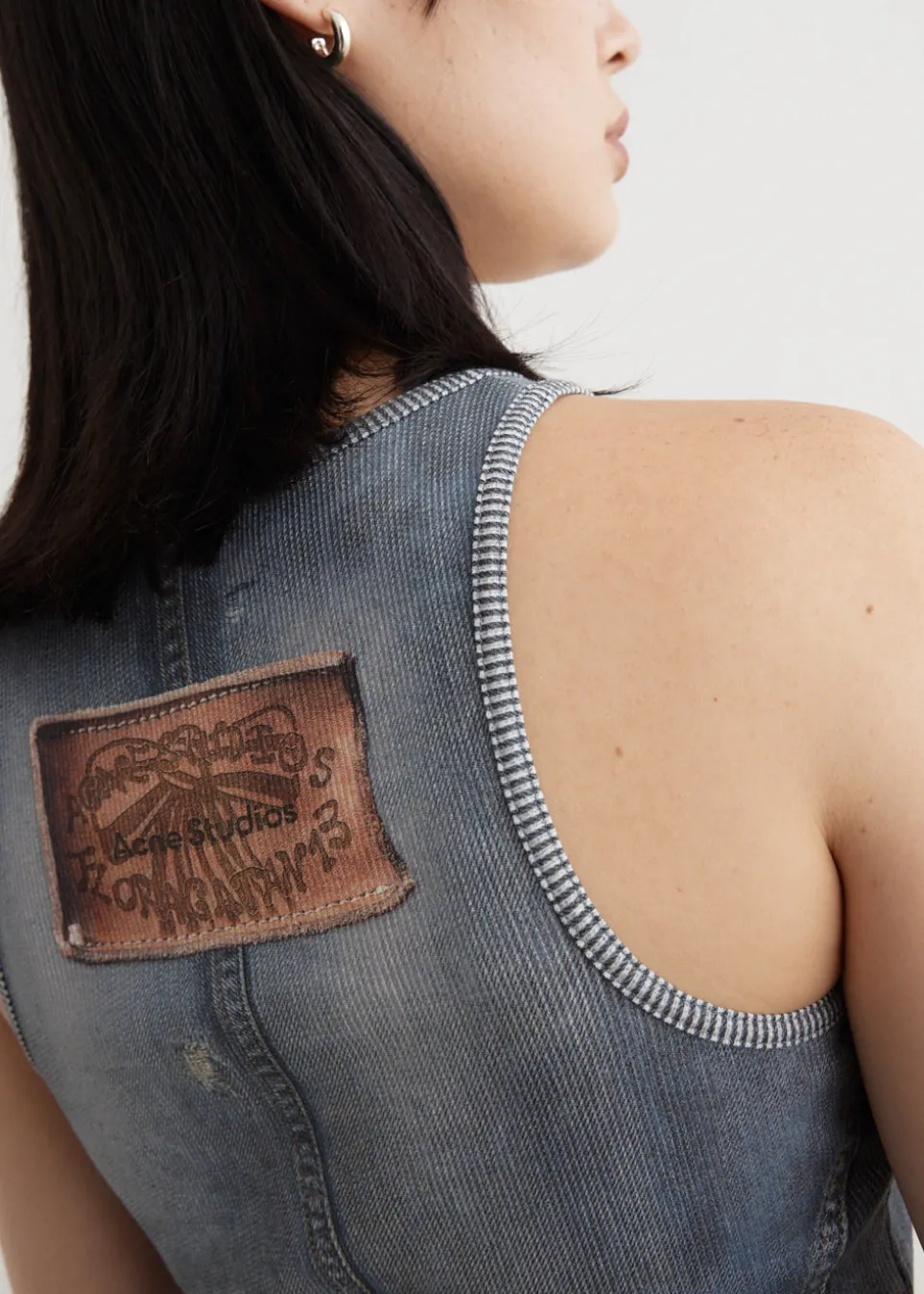 Elaia Denim Trompe L'Oeil Top