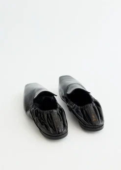 Elastic Back Leather Loafers