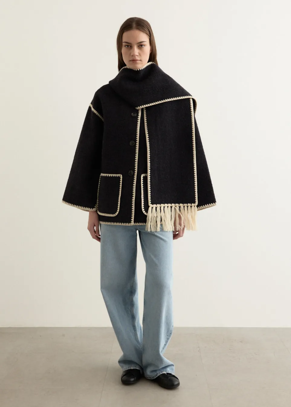 Embroidered Scarf Jacket